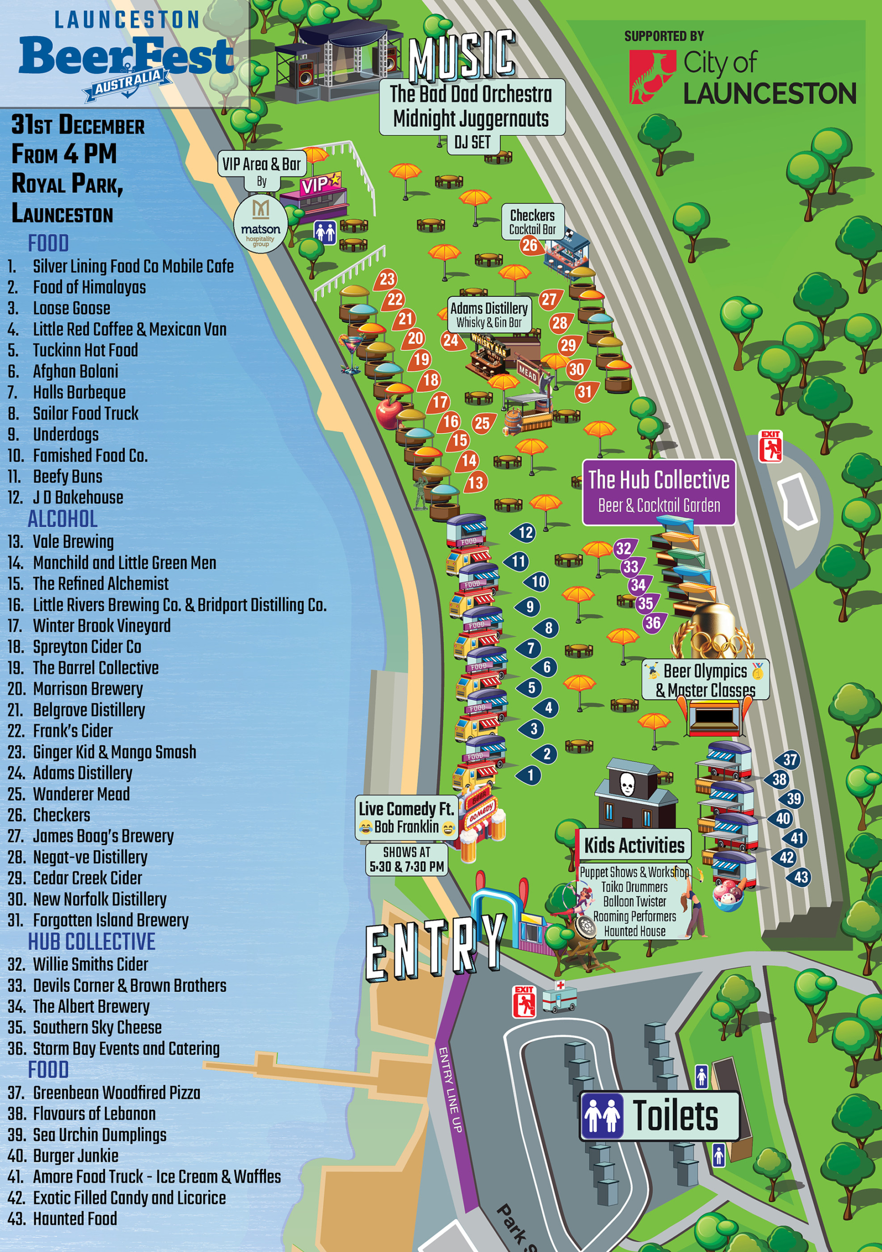 Festival Map for Launceston BeerFest NYE